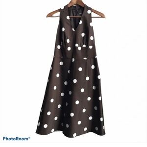 Ann Taylor Brown Dress with White Polka Dots